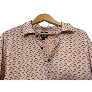 FJ FootJoy Mens Golf Polo Shirt Lisle Leaping Dolphins Print Pink XL Performance
